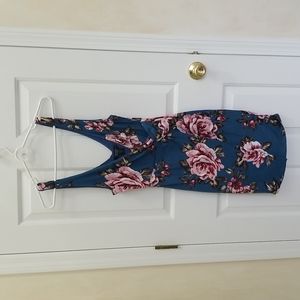 JOE & ELLE dress M midi, floral teal and pink
